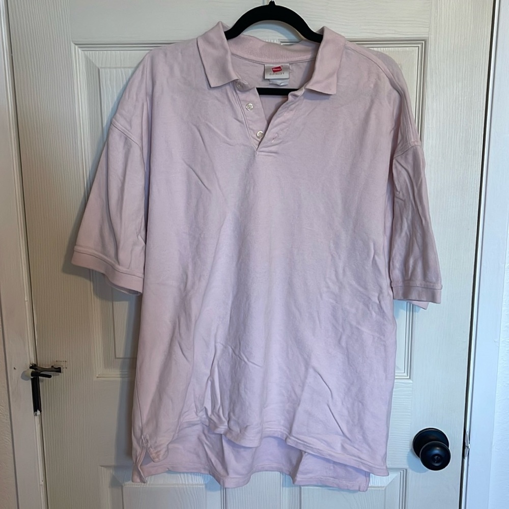 Hanes Pink Polo. Size XL